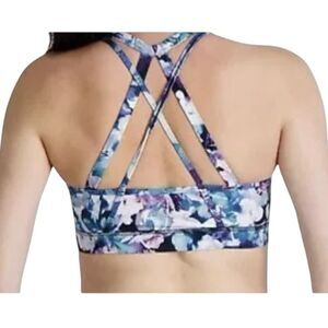 Gaiam XS Strappy Sports Bra Aquifer Shiva Willow Print‎ Moisture-Wicking Yoga